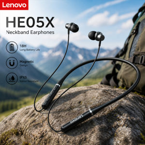 Lenovo | Lenovo HE05X Neckband Earphones Wireless Bluetooth 5.0 Earbuds Waterproof Sport Headset with Mic Magnetic Neckband Earphone New