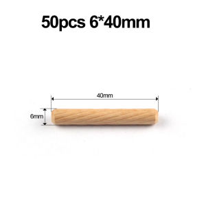 50pcs/pack Round Wooden Dowel Pins 6*40mm 8*40mm Cabinet DIY Woodworking forDowel Jig Kit - Self Centering Drill Guide Locator