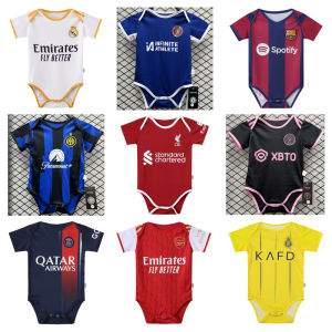 New 2026 Real Madrid Baby Onesie Football Kit Home Team Paris AC Printed Short Sleeve Fan Version Soccer Uniform Childrens Wear