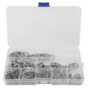 300Pcs Serrated Lock Washer 304 Stainless Steel Anti-Loose External Gasket Assortment Set Retaining Ring