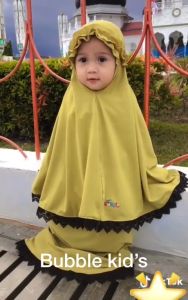 (EGSUS) Mukena Bayi Anak Balita Ruffle Free Kantong Godie Bag Fashion Muslim Perlengkapan Sholat Khaky