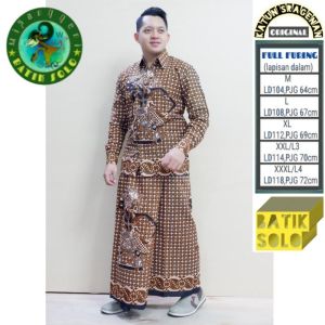 Setelan Sarung Celana Pria Dewasa Kombinasi Kemeja Batik Lengan Panjang Pendek Baju Cowok Modern Full Furing Katun Halus Wisanggeni Solo Motif Wayang Bimasena