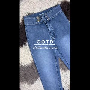 Celana Highwaist Wanita Jeans Skinny Stretch Korean Style Jumbo Premium Quality Luna