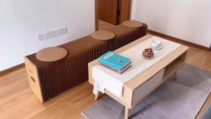 (Custom made)Extendable Room Divider Softeating Modern Design Folding Paper Activity Background for Office Shop Home Deco