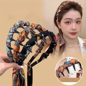 C.three Polka Dot Ribbon Headband Women Fashion Temperament Headband Versatile Braided Hair Headdress