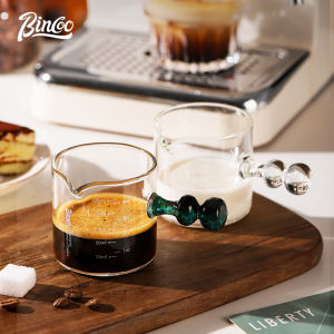 BINCOO ถ้วยตวงแก้วกาแฟเอสเพรสโซตราชั่งขนาด150มล. ถ้วยทนความร้อนได้ออนซ์ถ้วยถ้วยช๊อตนมขนาดเล็ก