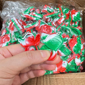 10-30Pcs Christmas Mini Pop Keychains Xmas Tree Hanging Ornaments Christmas Home Decoration New Year Party Kids Gift Fidget Toys