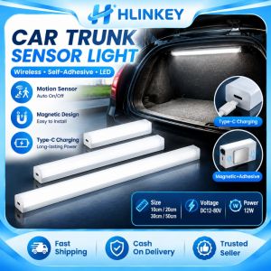 HLINKEY Magnetic LED Car Trunk Light Wireless Motion Sensor Lamp USB-C Rechargeable Self-Adhesive Interior Lighting 10CM 20CM 30CM 50CM For RV Van Cabin Reading Light