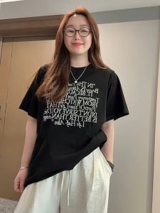 Áo Thun Tay Ngắn Cổ Tròn Dáng Rộng Cỡ Lớn Mùa Hè 2025 Cho Nữ Áo Thun in Chữ Áo Thun Thường Ngày Chất Liệu Cotton Thoải Mái