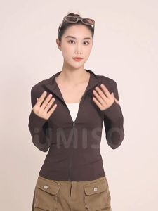 UMISO Womens Sports Jacket Long Sleeve Zipper Stand Collar Slim Waist Quick Dry Fitness Yoga Tops Running Cycling Gym Workout