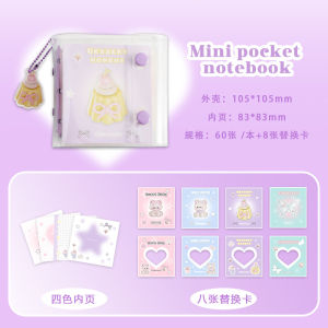 Mini PVC Transparent Three-Hole Refillable Notebook Hisocute Original Cartoon Sticky Notes for Students Female Version