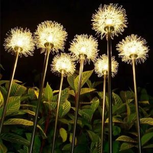 1PC Solar Dandelion Grounded Aluminum Wire LampUsed for OutdoorCampingGardenCourtyardParty Atmosphere Lamp Decoration