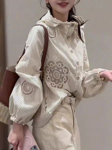 Loose Lace Hollow out Womens Shirt with Hood Fashionable Anti-Aging Design Spring New Style Pastel Color Top Ladies Clothing