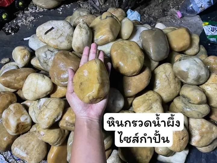 หินแต่งสวนสีน้ำผึ้งไซส์กำปั้นสำหรับจัดสวนและอควาเรียม