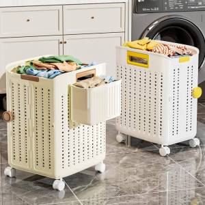 Foldable Wheeled Wall-mount Dirty Laundry Basket