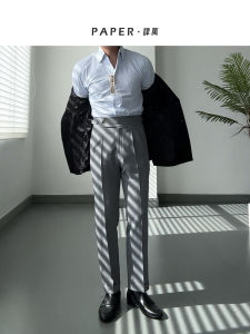 High Waist Straight Leg Thin Casual Pants Mens Fashionable Neapolitan Commute Versatile Lightweight Summer Business Casual