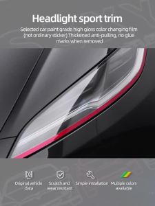 For Tesla Model 3 Highland 2024 Model Y Juniper Car Headlight Eyebrows Trim Strip Color Change Film Decoration Sticker Accessory