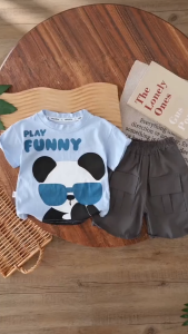 Toddler boys Clothes Set Baby Boys 2Pcs Terno Set 0‑5Y Cool Panda / Koala Print T‑Shirt Cargo Shorts Kids Boys Summer Casual Cotton Children Outdoor Outfit