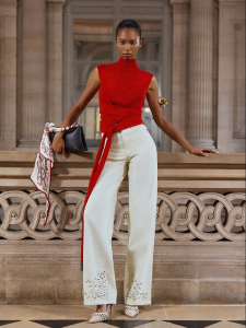 Stylish Elegant Embroidered Straight Denim Pants