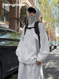 HetingHOME | Hetinghome Summer Trendy Couple Hooded Thin Jacket Loose Mens Sun Protection Outerwear Washed Outfit Long Sleeve Zipper Closure