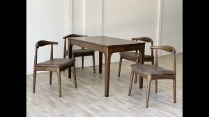 GF Lux Senbow 120cm/4ft Solid wood dining table set with 4 chairs/ meja makan/ dining table