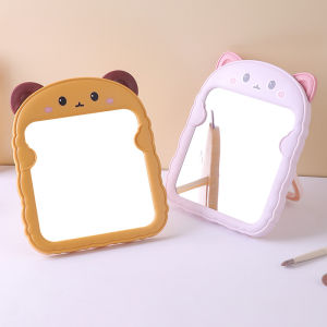 New Cute Plastic Vanity MirrorCartoon Cat Ear Bear Ear Desktop Foldable Vanity MirrorInternet Famous Bedroom Small Mirror
