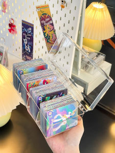 Acrylic Card Storage Box Desktop Organizer for Yu-Gi-Oh Pokemon Cards Simple Transparent Rectangular Plastic Case