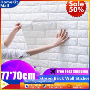 70X77CM 3D Wall Sticker Imitation Brick Bedroom Home Decoration Waterproof Self Adhesive Wallpaper For Living Room 3D Wall Panels Peel and Stick Wallpaper Faux Stone Textured 3D Foam Wallpaper Tiles White for Living Room Bedroom TV Background Home Decor
