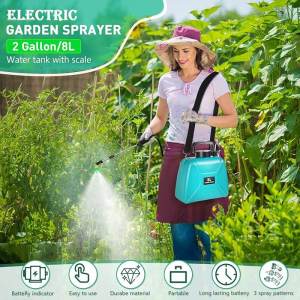 【Ready Stock】2 Gallon Electric Garden Sprayer Upgrade Battery Powered Sprayer with 3 Mist Nozzles Rechargeable Handle Retractable Wand Sprayer with Adjustable Shoulder Strap for Lawn Garden Cleaning Yard