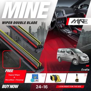 Wiper Frameless Double Blade NISSAN EVALIA 1 Pasang FREE BONUS