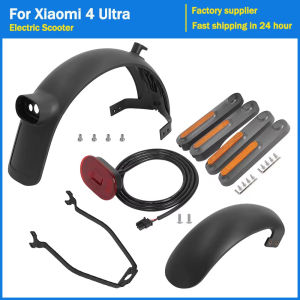 Front Rear Fender Kit For Xiaomi 4 Ultra Electric Scooter Mudguard With Support Taillight Reflective Strips Side Shell Parts