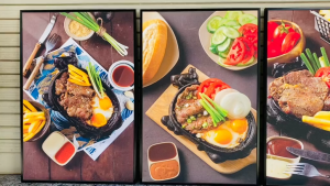 (ẢNH THẬT) Tranh treo tường bò né trang trí quán ăn tổng hợp nhiều mẫu mới kèm đinh