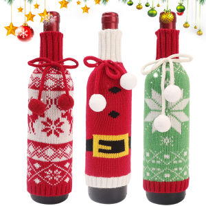 Christmas Wine Bottle Cover Snowflake Elk Woven Wine Bottle Bags For Christmas Party Dinner Table Decorations New Year Gifts