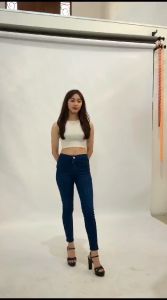 Bellvanya-Celana Higwaist Pensil Wanita Navy Blue Celana Skinny Jeans Wanita Hig waist