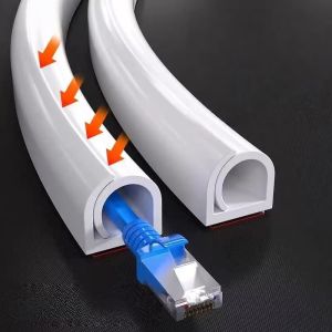 1PC 1m/39.37in TV Cable Management Cord Hider Cord Organizer Raceway Kit System Covers Cables PVC Trunking Channel Cable Sleeves