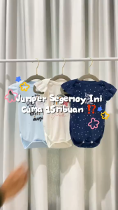 Jumpsuit Bayi BCS-175 Lengan Pendek Ruffle Jumper Bayi BABY STAR / BRIGHT STAR Baju Bayi Perempuan Laki Laki Jumper Bayi Baru Lahir Jumper Jumpsuit Jumsuit Setelan Set Baju Bayi Baby Perempuan Laki Laki