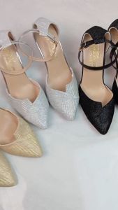 Giày cao gót nhọn 8p bít mũi da nhủ kim tuyến BM05 kèm ảnh thật