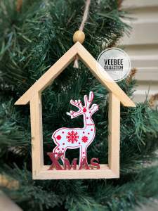 Gantungan Rumah Kayu Rusa 406 407/ hiasan natal rustic /pajangan natal/mainan