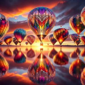 HUACAN Diamond Painting Full Kits Hot Air Balloon Landscape Wall Decor Diamond Mosaic Sunset Cross Stitch