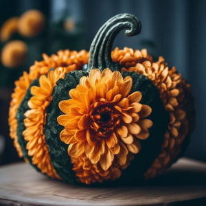 HUACAN 5D Diamond Painting Kit Dahlia Flower Pumpkin Halloween Full Round Square Drill Diamond Mosaic Floral Art Home Wall Decor