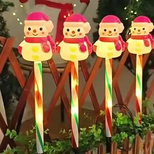 Santa Snowman Đèn LED Năng Lượng Mặt Trời Ngoài Trời Đèn Chiếu Sáng Trang Trí Giáng Sinh Không Thấm Nước Cho Sân Sau Cắm Trại Ở Nông Thôn