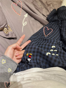 Versatile High Waist Trousers Womens Long Pants Spring Autumn Casual Home Wear Bubble Cotton Yarn Flat Belt Print Home Clothes