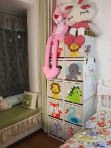 Washable Square Drawer Style Fabric Storage Box for Children Students Cute Baby Toy Organizer Cartoon Storage Box for Home