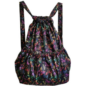 Floral Cotton Cord Drawstring Bag Large Capacity Waterproof Shoulder Bag for Middle-Aged And Elderly People Shopping And Traveling