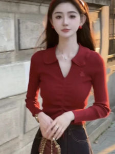 chaqi | New Autumn Early Season Long Sleeve Slim Fit Knitwear Red