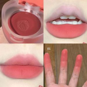 HERORANGE Lip and Cheek Dual-Purpose Lip Mud ลิปสติก Natural All-match Matte Monochrome Blush Cream พร้อมแปรง