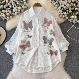 Áo Sơ Mi Nữ Kiểu Nhật Bản Thêu Cổ Bẻ Dáng Rộng Thời Trang Thu Đông 2025 Mới Thoáng Khí Thoải Mái Thoải Mái