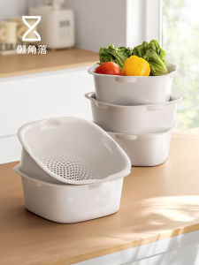LANJIAOLUO | Food Grade Double Layer Plastic Colander Fruit Washing Basket