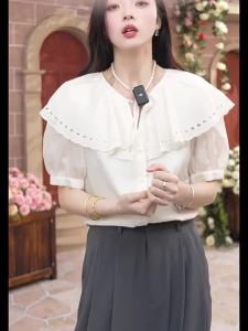 SEIFINI | White Lace Peter Pan Collar Shirt
