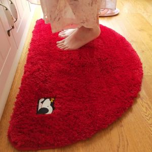 Beige Bathroom Mat Semi-Circular Absorbent Door Mat Cartoon Style Home Entrance Mat Bedroom Mat European Style Machine Washable